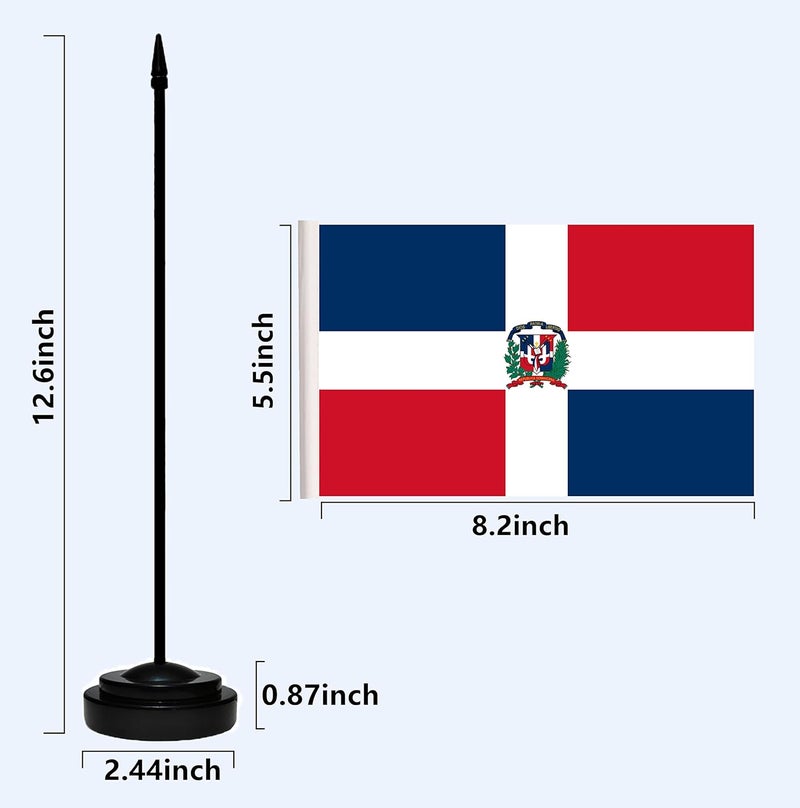 tibijoy Dominica Flags Dominican Desk Flags Set Small Mini Dominica Flags Table Flag with 13" Black Pole, Black Base and Spear Top, Miniature Dominican Deluxe Desktop Flag, Home Decoration, Office Decoration, - Image 4
